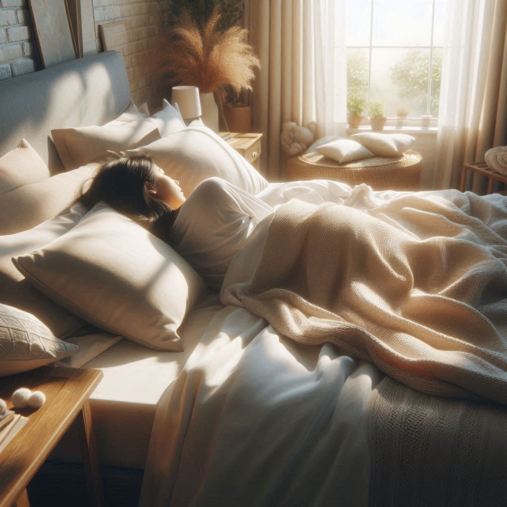 acostado en una cama